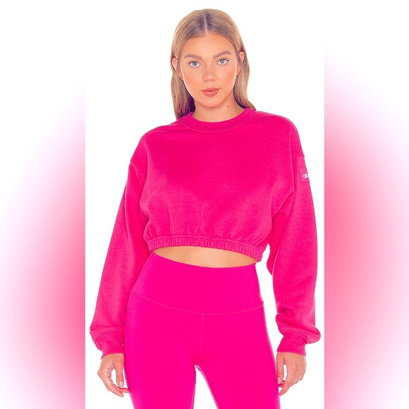 ALO Yoga Pink Cropped Sweatshirt - Picture 1 of 5